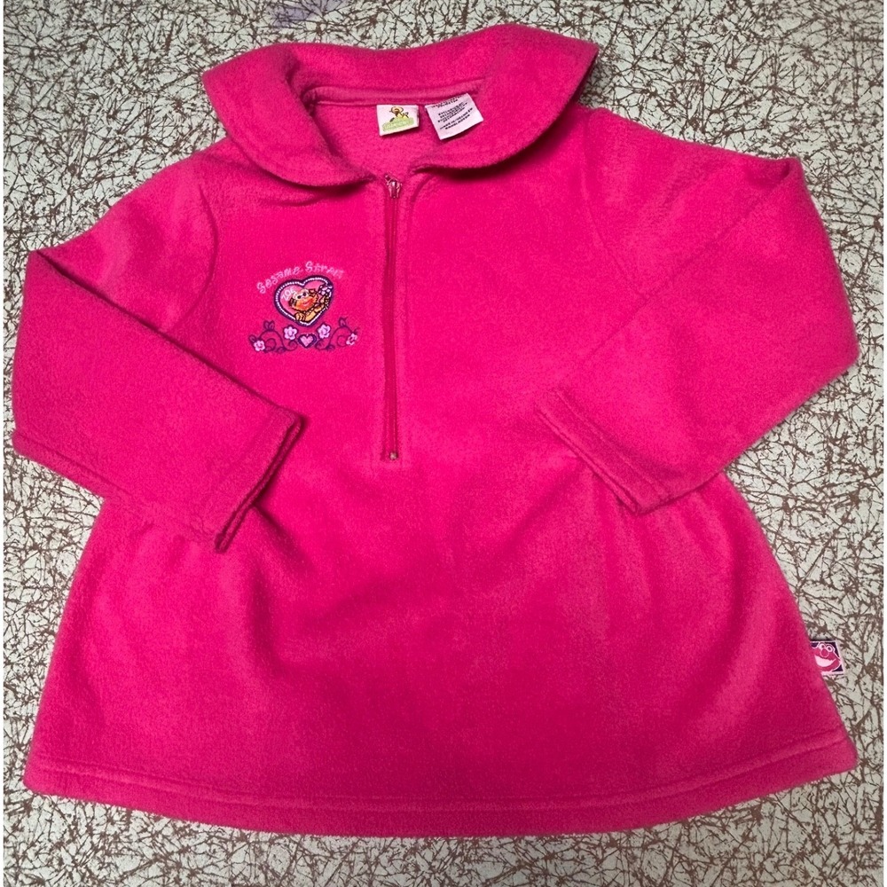 Y2K Sesame Street Zoe Girls Pink Fleece Long Sleeve Pullover Size 4T